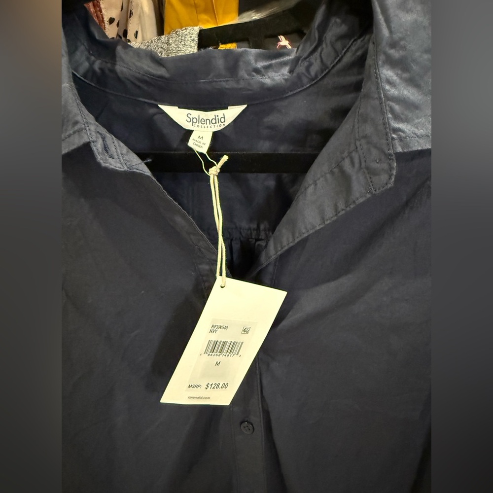 Splendid Navy and White Button Down Shirt - Picture 9 of 12